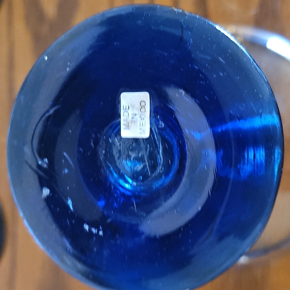 Handblown, Made In Mexico Cobalt Blue Rim Margarita Glass Set - Picture 5 of 6